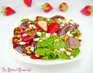Spring Greens and Strawberry Salad with Blue Cheese and Walnuts