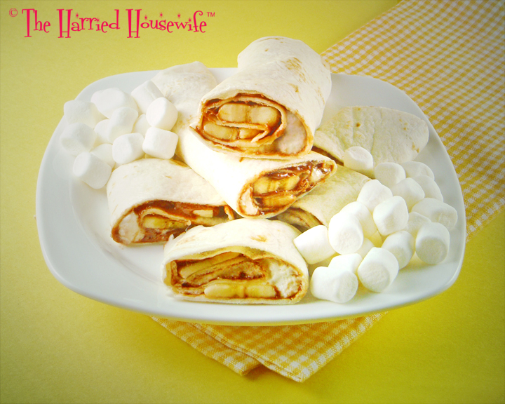 Chocolate Peanut Butter and Banana Roll Up with Marshmallows
