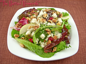 Mixed Greens and Apple Salad with Cherries, Blue Cheese, and Walnuts