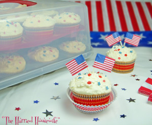 Red, White, and Blue Sprinkle Cupcakes