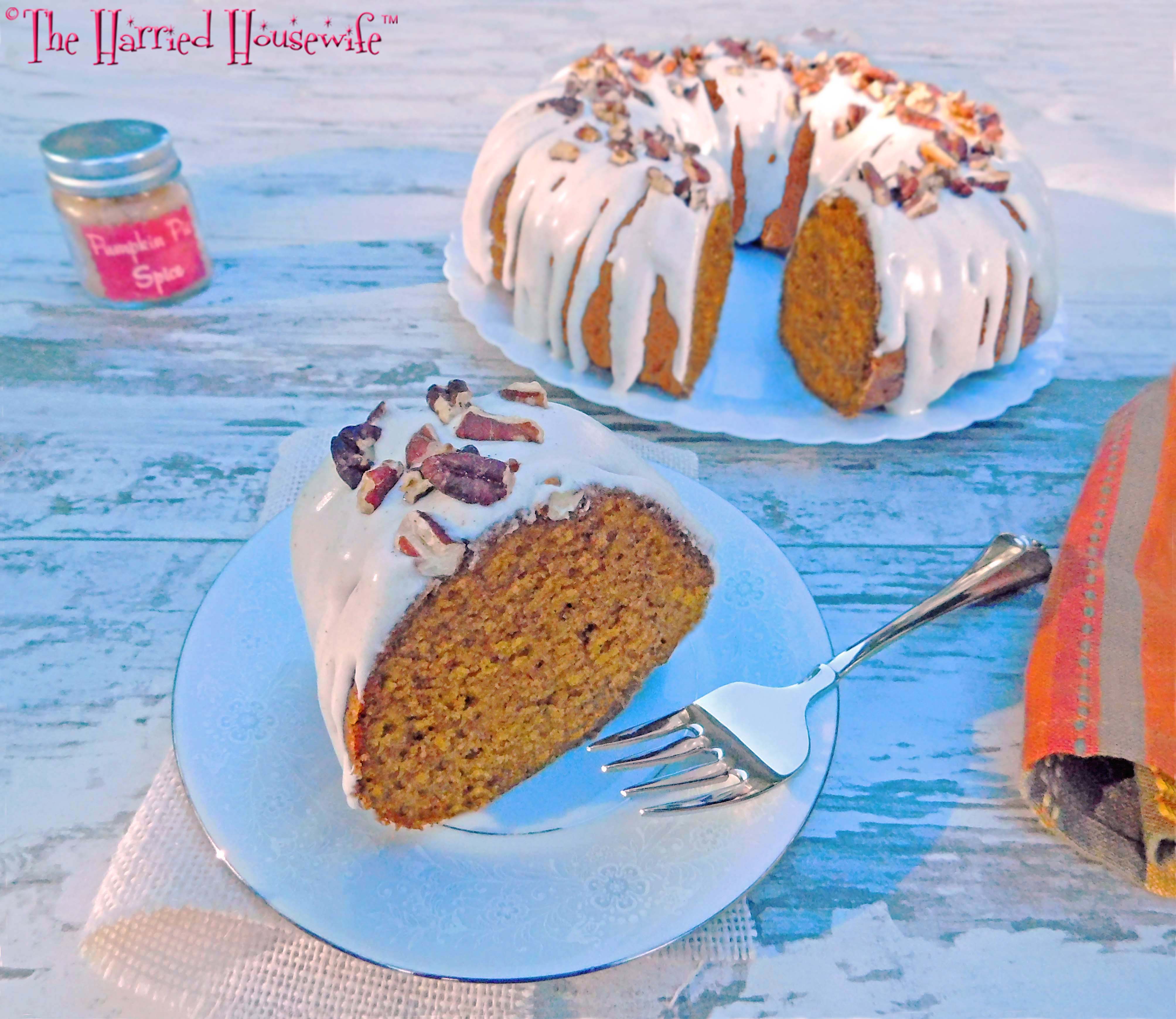 Pumpkin Spice Cake with Rum Cream Cheese Glaze